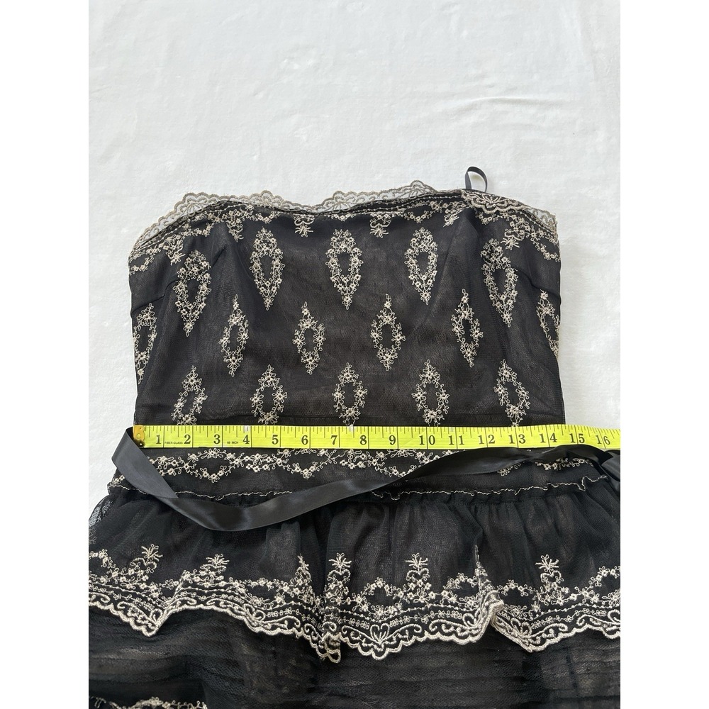 Y2K BCBG Maxazaria Cupcake Dress Strapless Evening Size 6 Lace Tulle Tiered Vtg - Picture 11 of 13